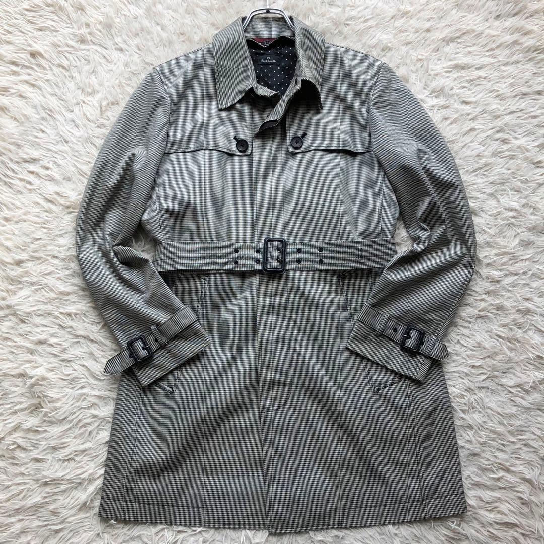 【美品】ポールスミス　トレンチコート　L 千鳥格子　カシミヤライナー　比翼