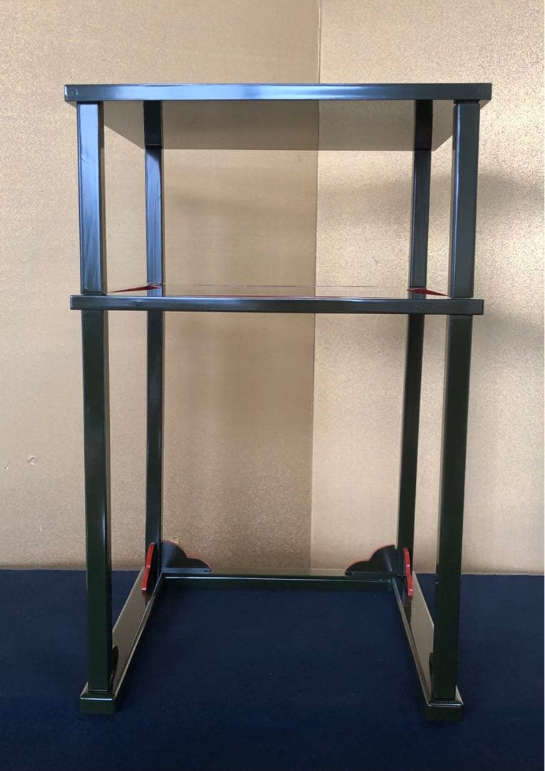 《R》茶道具 青漆 糸巻棚 組立式 塗師 川瀬表完作 共箱　260126く1