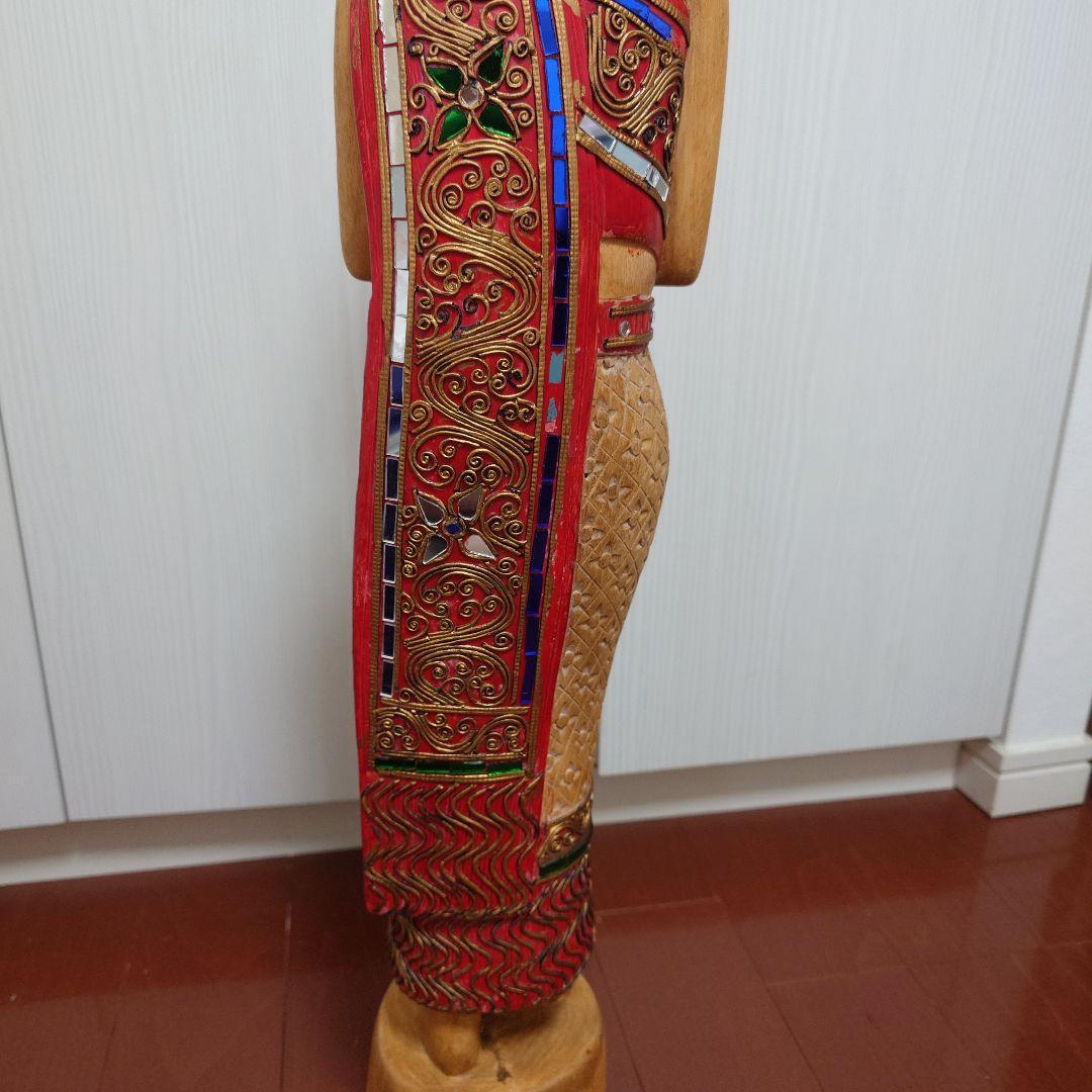 サワディー人形 アジアン家具 木彫り像 全高約77cm
