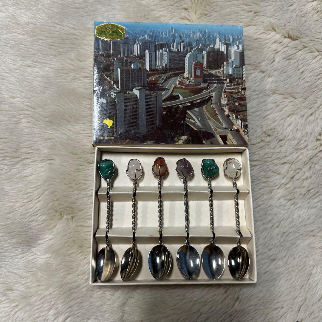 【美品】【希少】翡翠　ブラジルのハンドルのスプーン6本セット