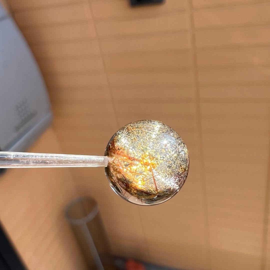 高品質　スター入りジオメトリールチル　1粒　ビーズ　4 ルチルクォーツ