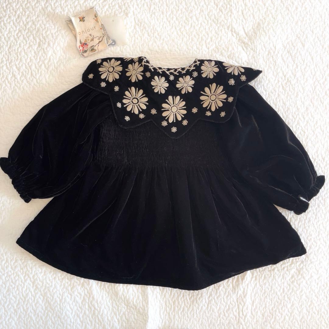 Bonjour diary Black velvet dress 4y ベロア