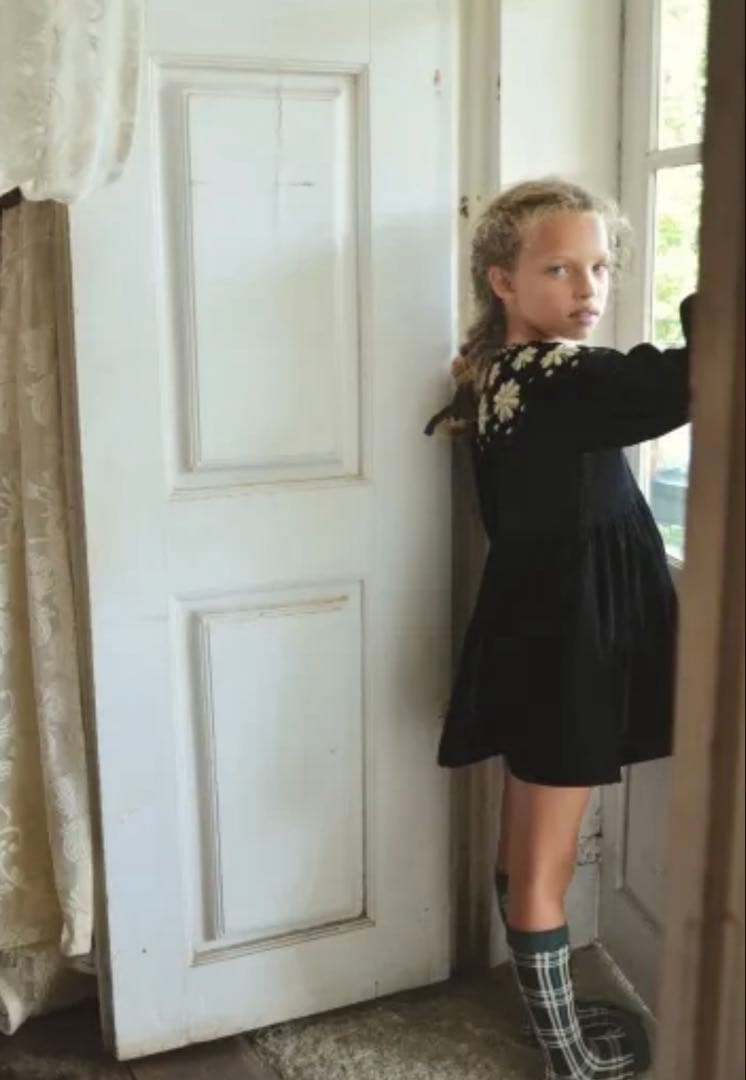 Bonjour diary Black velvet dress 4y ベロア