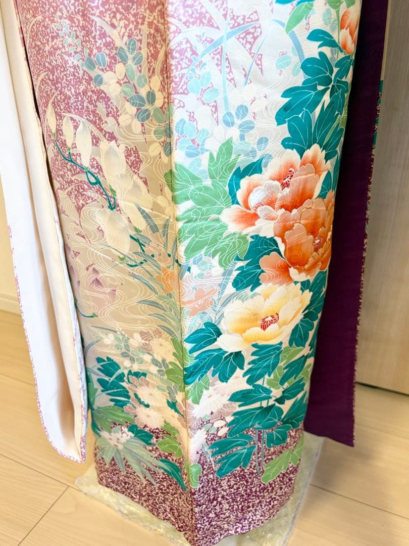 振袖セット 白 紫 緑 花柄 sMH2503201