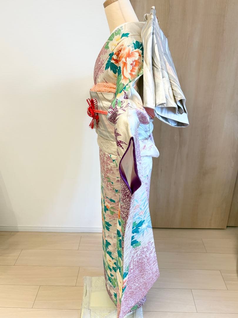振袖セット 白 紫 緑 花柄 sMH2503201