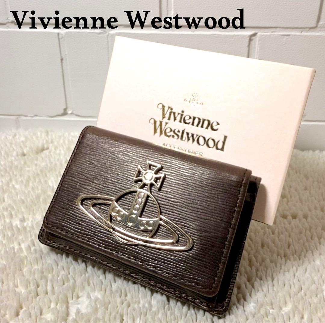美品☆Vivienne Westwood　三つ折り財布　ビッグオーブ　レザー