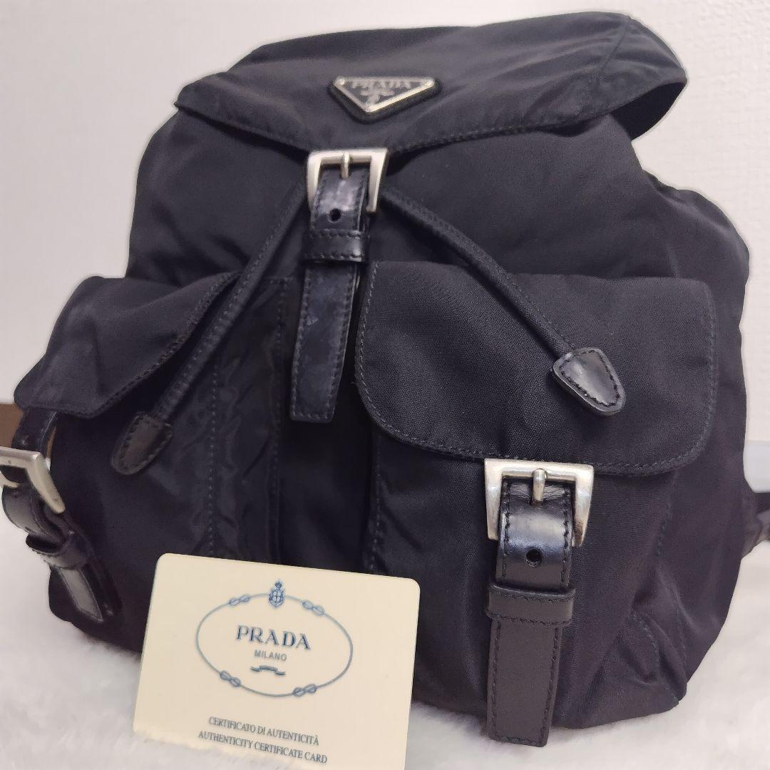 ✨美品✨Gカード付✨プラダ リュック 三角ロゴ 巾着 テスートナイロン ベルト