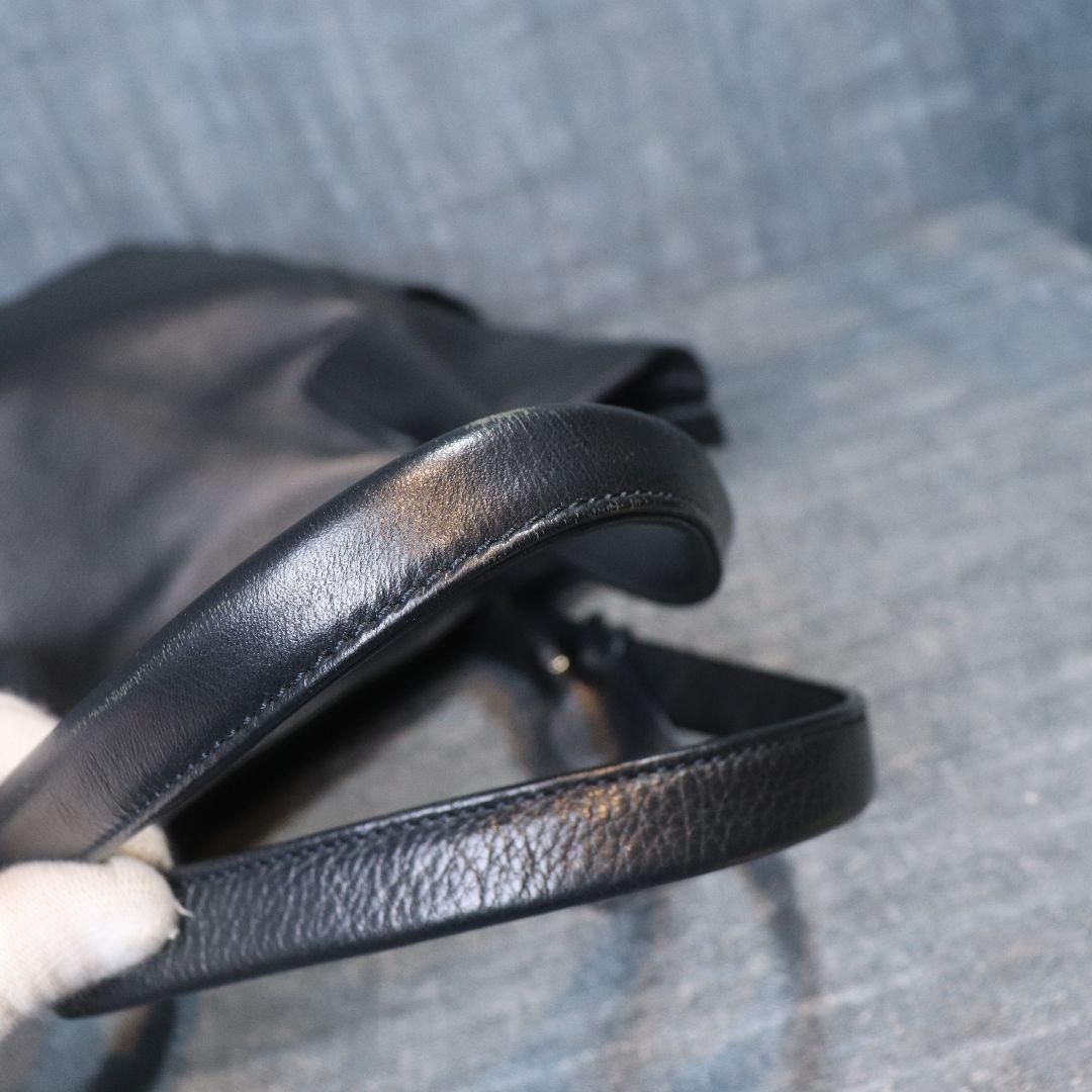 未使用級 SEEKER シュリンクレザー ドレープトートバッグ ネイビー 本革