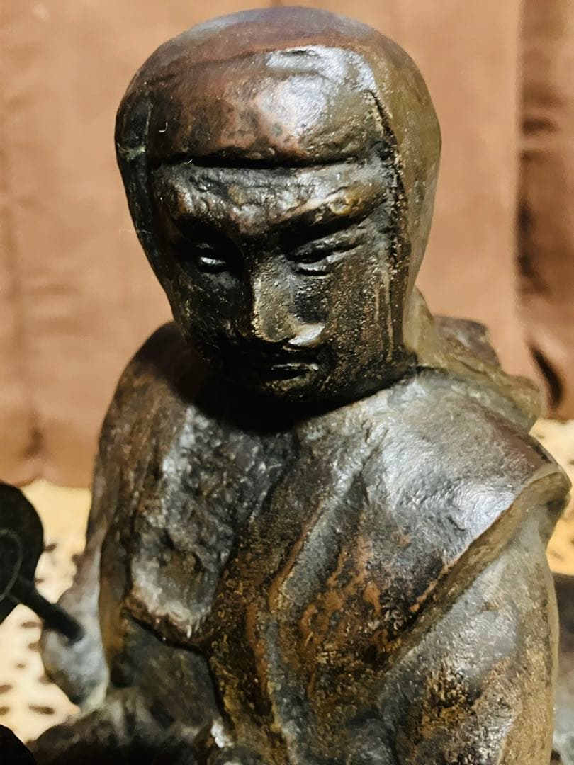 上杉謙信 銅像 置物 ブロンズ 金属製 馬 レトロ 戦国武将 武士 鎧 兜 武具