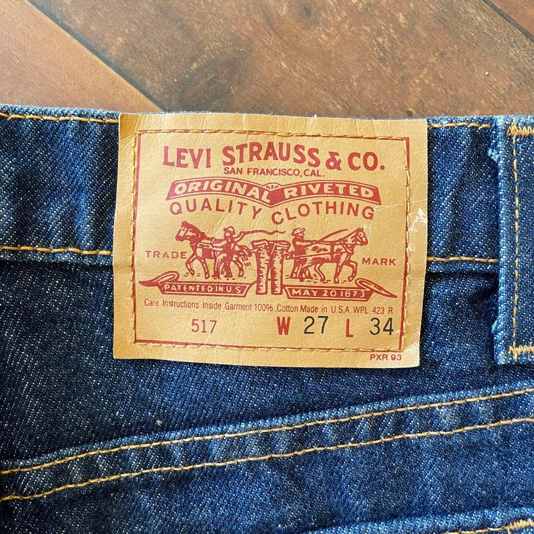 90s USA製 Levi’s 517 w27 l34 濃紺 ブーツカット