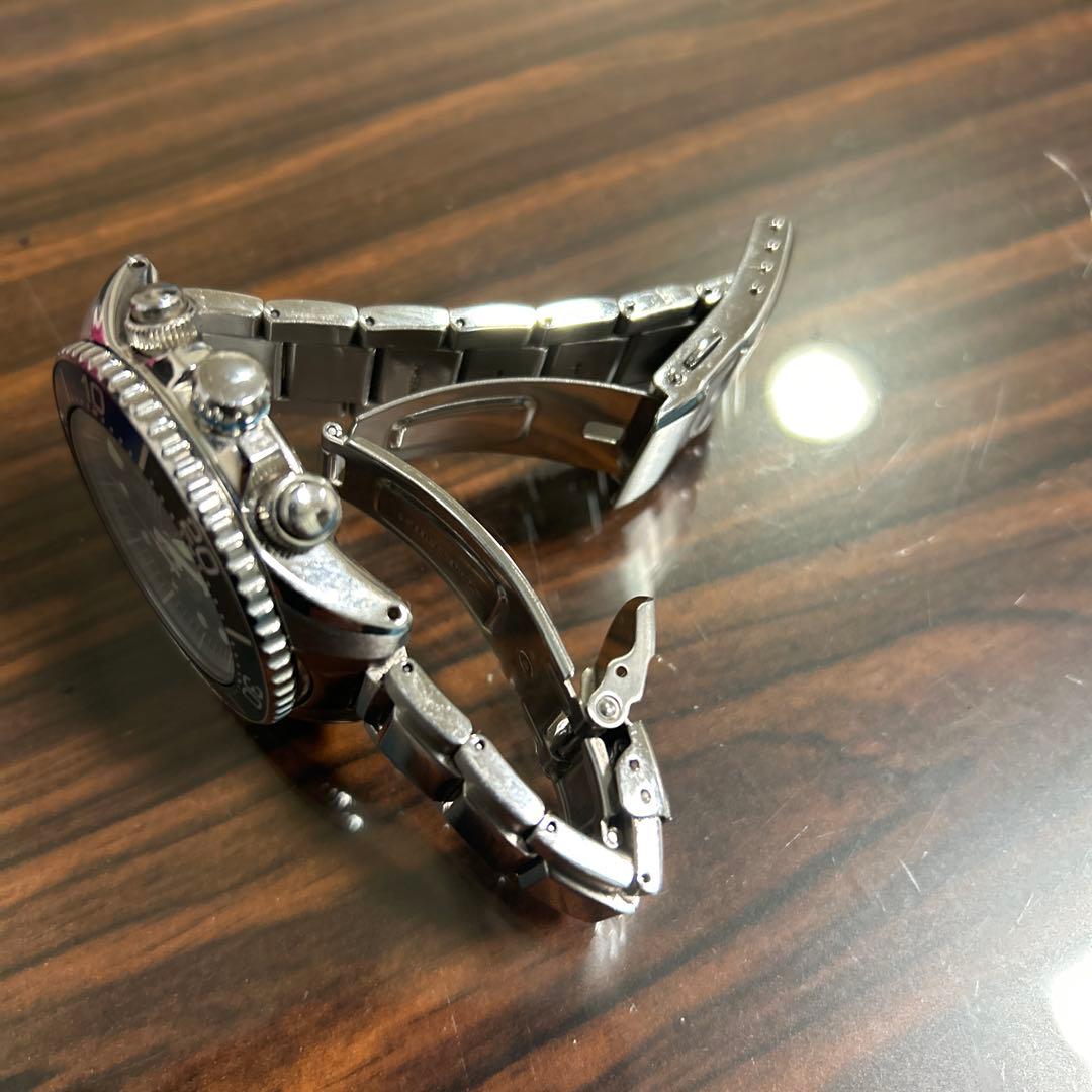 SEIKO クロノグラフ 時計 ブラック/ブルー