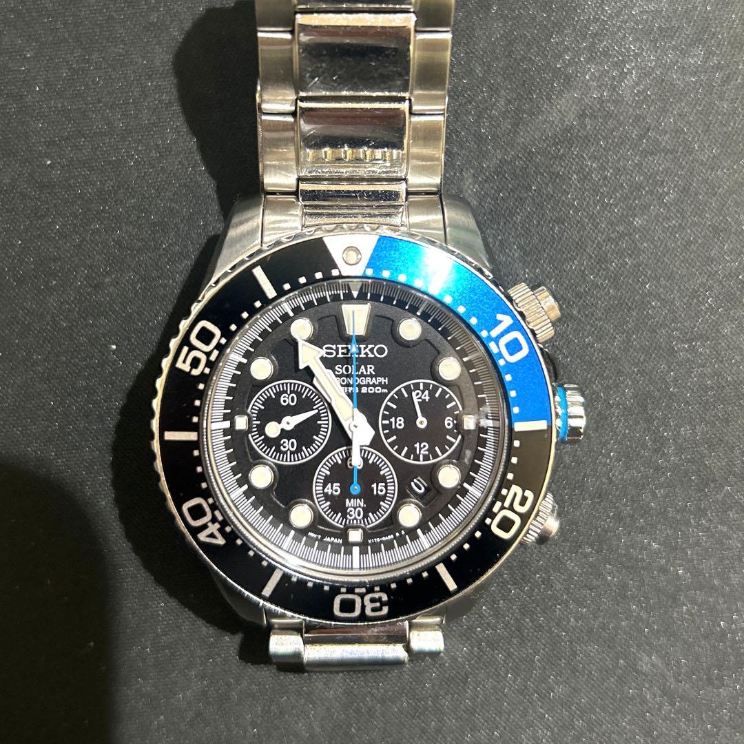 SEIKO クロノグラフ 時計 ブラック/ブルー
