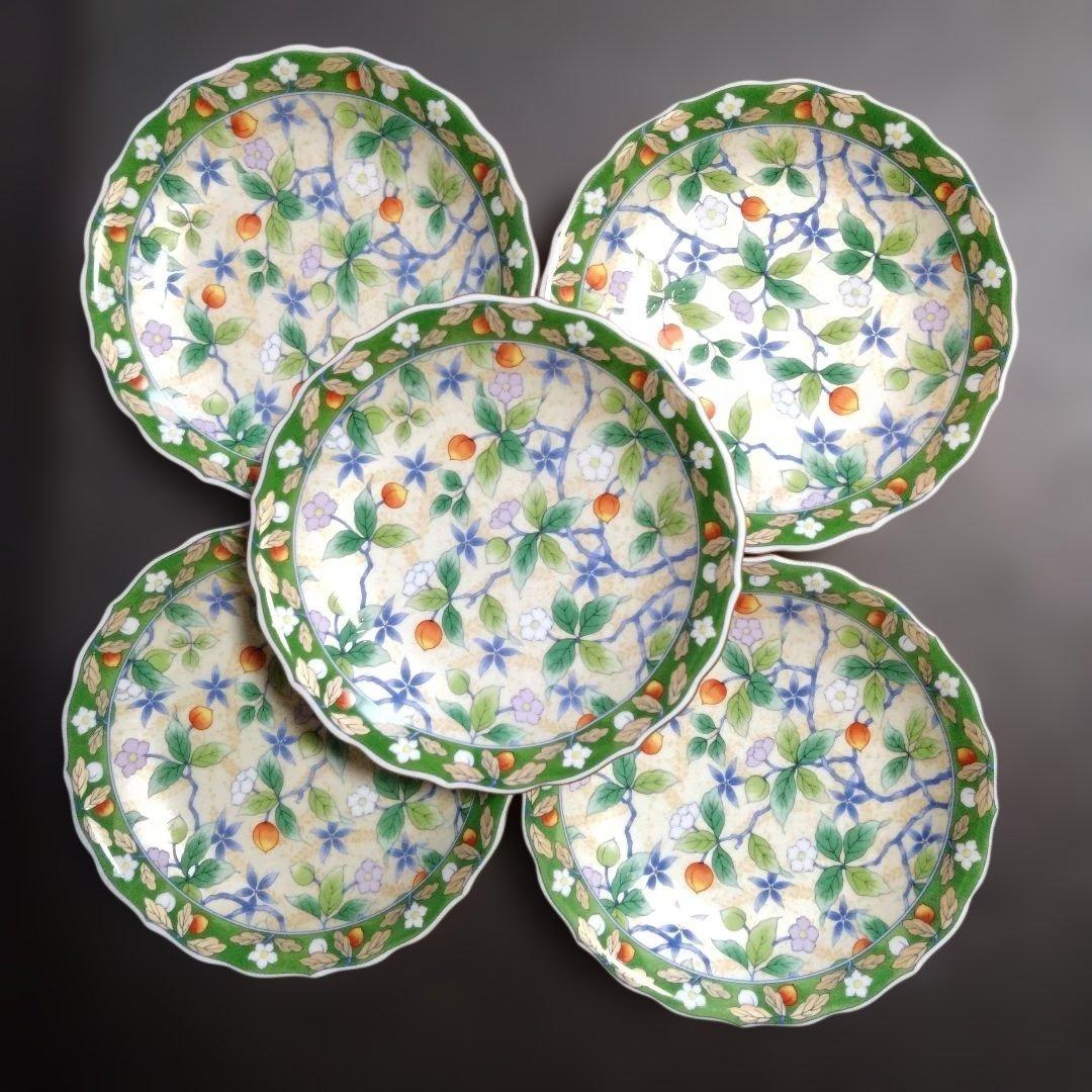 未使用 美濃焼 庫山窯 銘々皿5枚　料亭　懐石料理