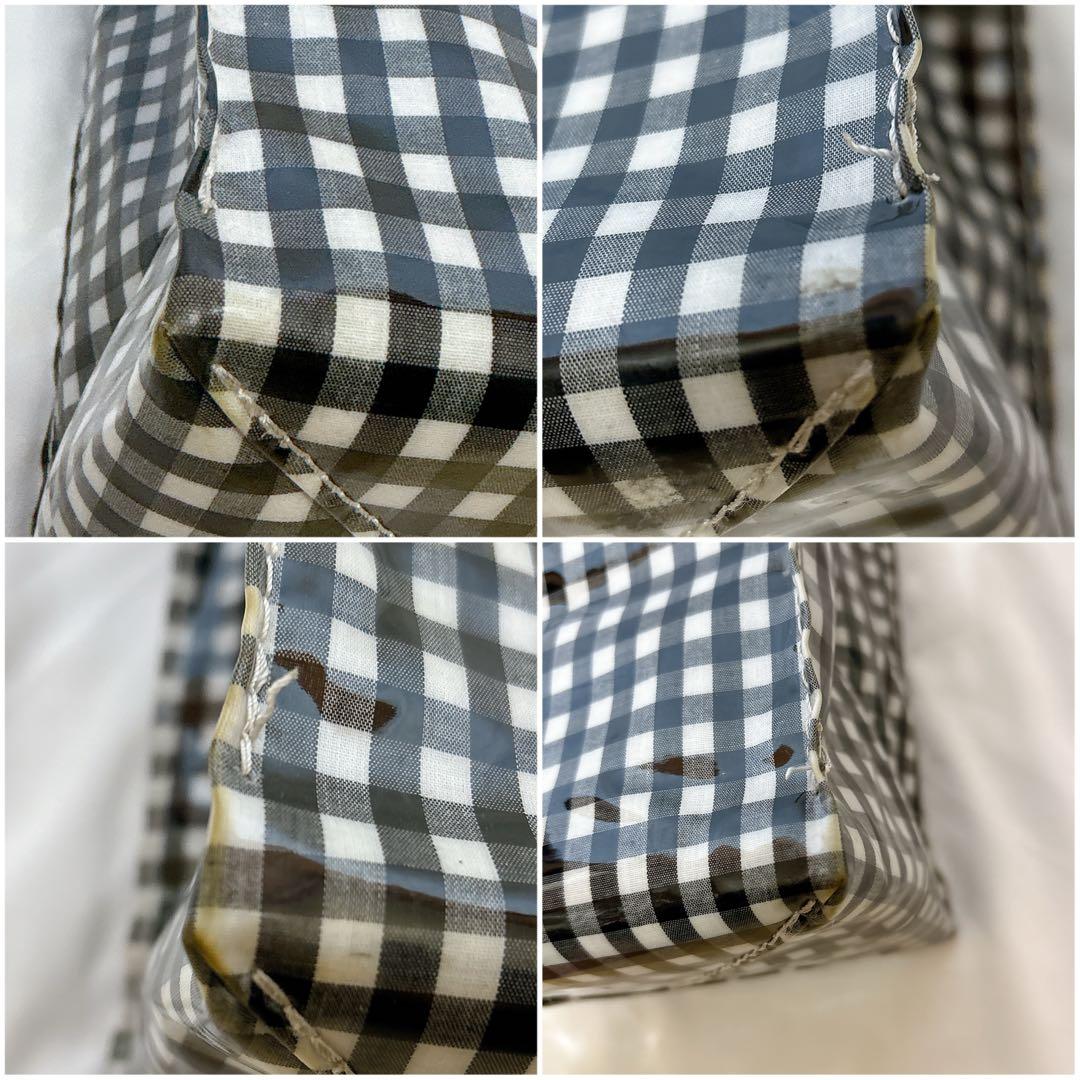 【希少】TEMBEA ギンガムチェック ブラック トートバッグ エナメル