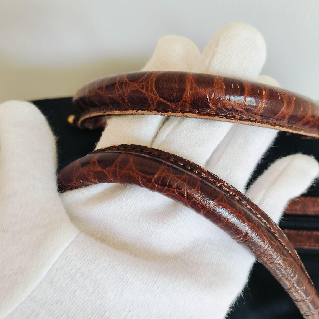 美品☆BALENCIAGA バレンシアガ☆ボストンバッグ 黒×ブラウン