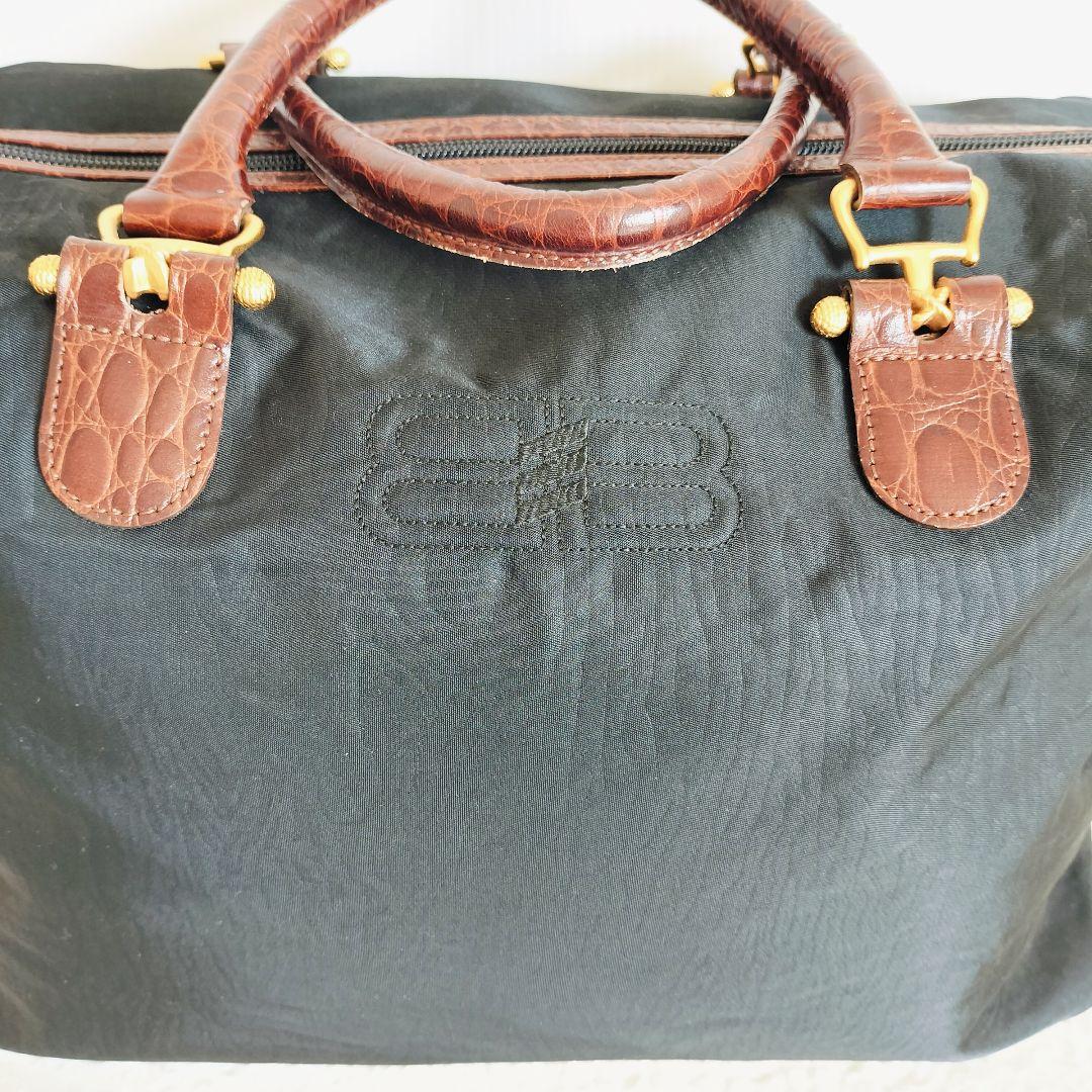 美品☆BALENCIAGA バレンシアガ☆ボストンバッグ 黒×ブラウン