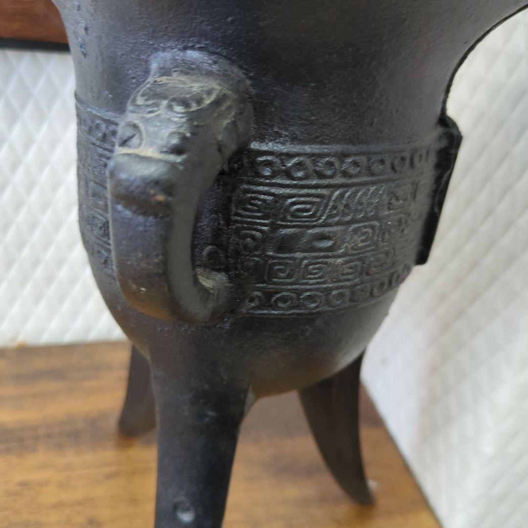 爵　特大サイズ　しゃく　古代中国　酒器　レプリカ　金属　三足
