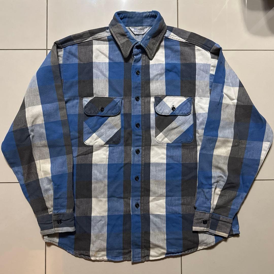 雰囲気◎ 70's〜80's FIVE BROTHER フランネル 青黒白