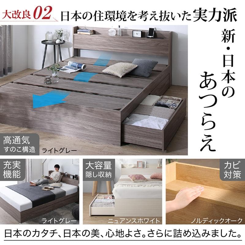 マットレスなし セミダブルベッド 収納 コンセント