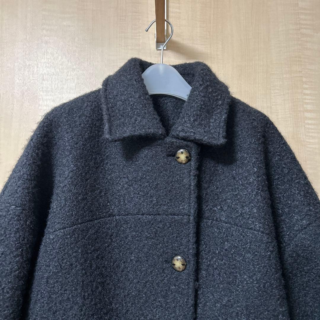 ほぼ未使用　F by ROSSO　ブークレステンカラーコート　濃ネイビー