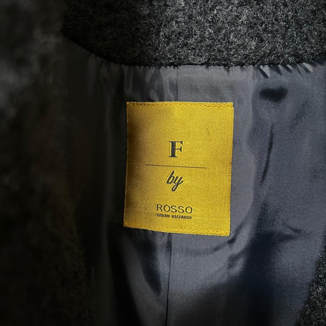 ほぼ未使用　F by ROSSO　ブークレステンカラーコート　濃ネイビー