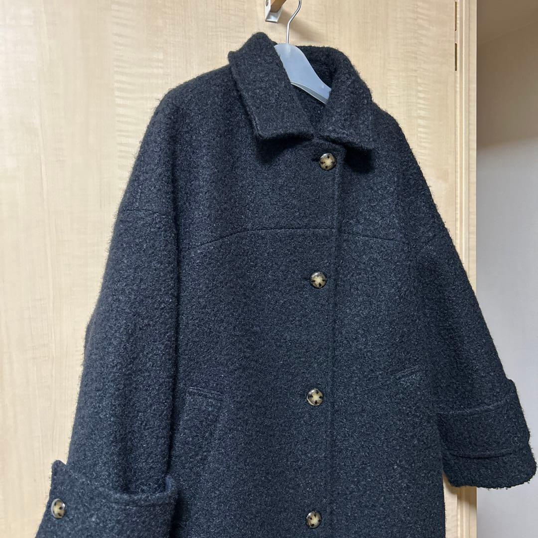 ほぼ未使用　F by ROSSO　ブークレステンカラーコート　濃ネイビー