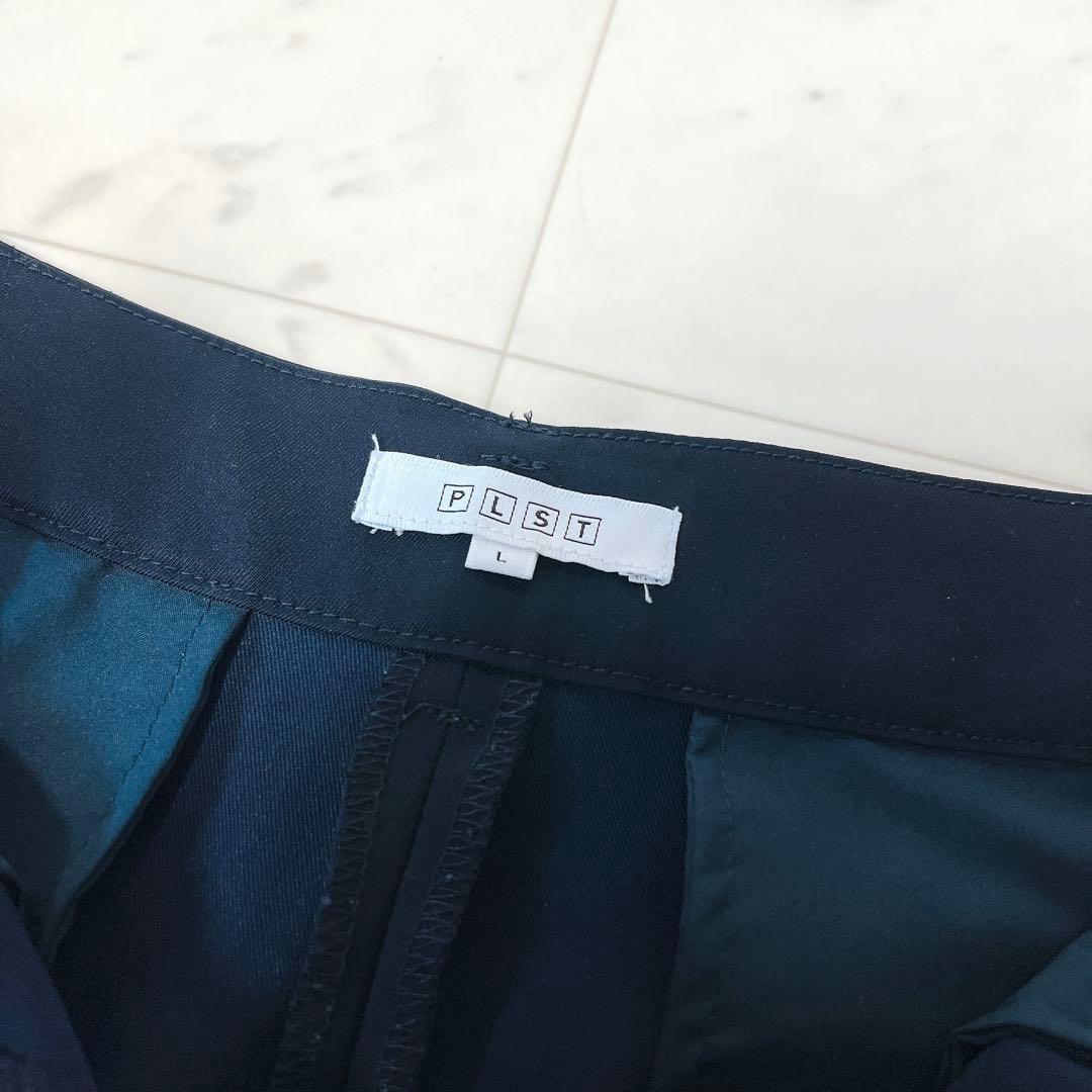 PLST プラステ パンツスーツセットアップ ノーカラー ネイビー Lサイズ