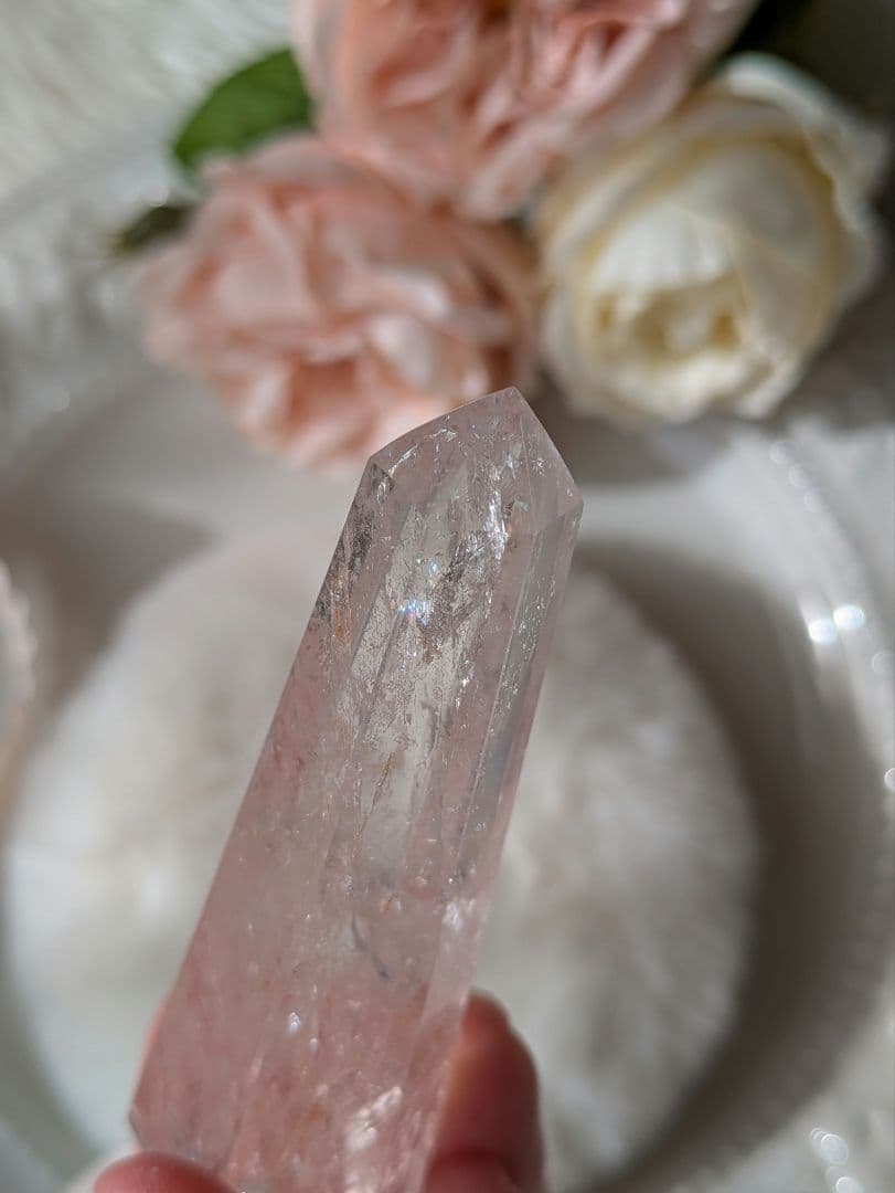 高品質　♡ピンクアゼツライト（通称） ピンククリアクォーツ♡ 　ワンド　　虹