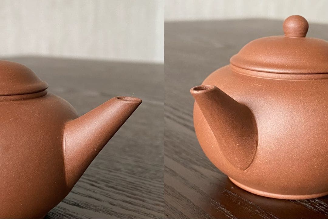 中国宜興紫砂茶壺　　清香　水平壷　朱泥紫砂　素焼きの急須
