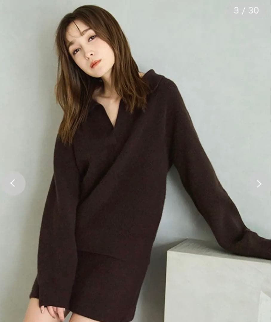 FRAY I.Dラクーンダブルフェイスポロカラープルオーバー ブラウン