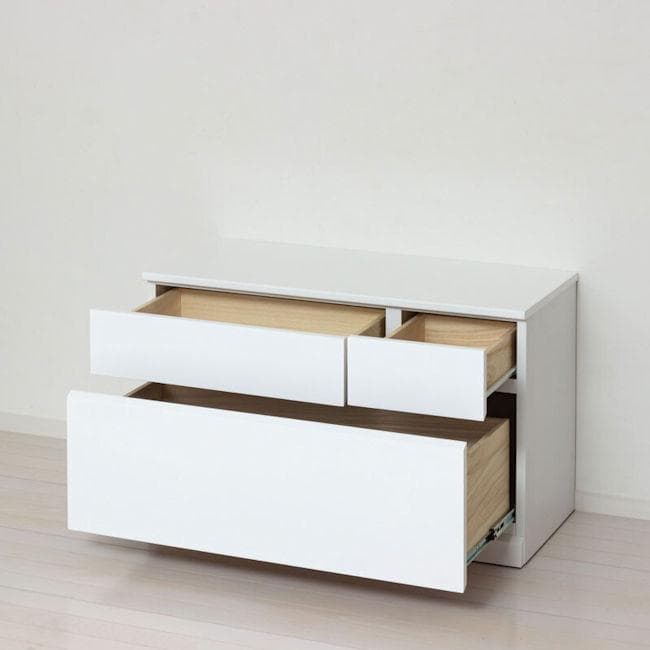 鏡面仕上げ スリム３杯引き出しローチェスト 完成品 タンス チェスト（331）