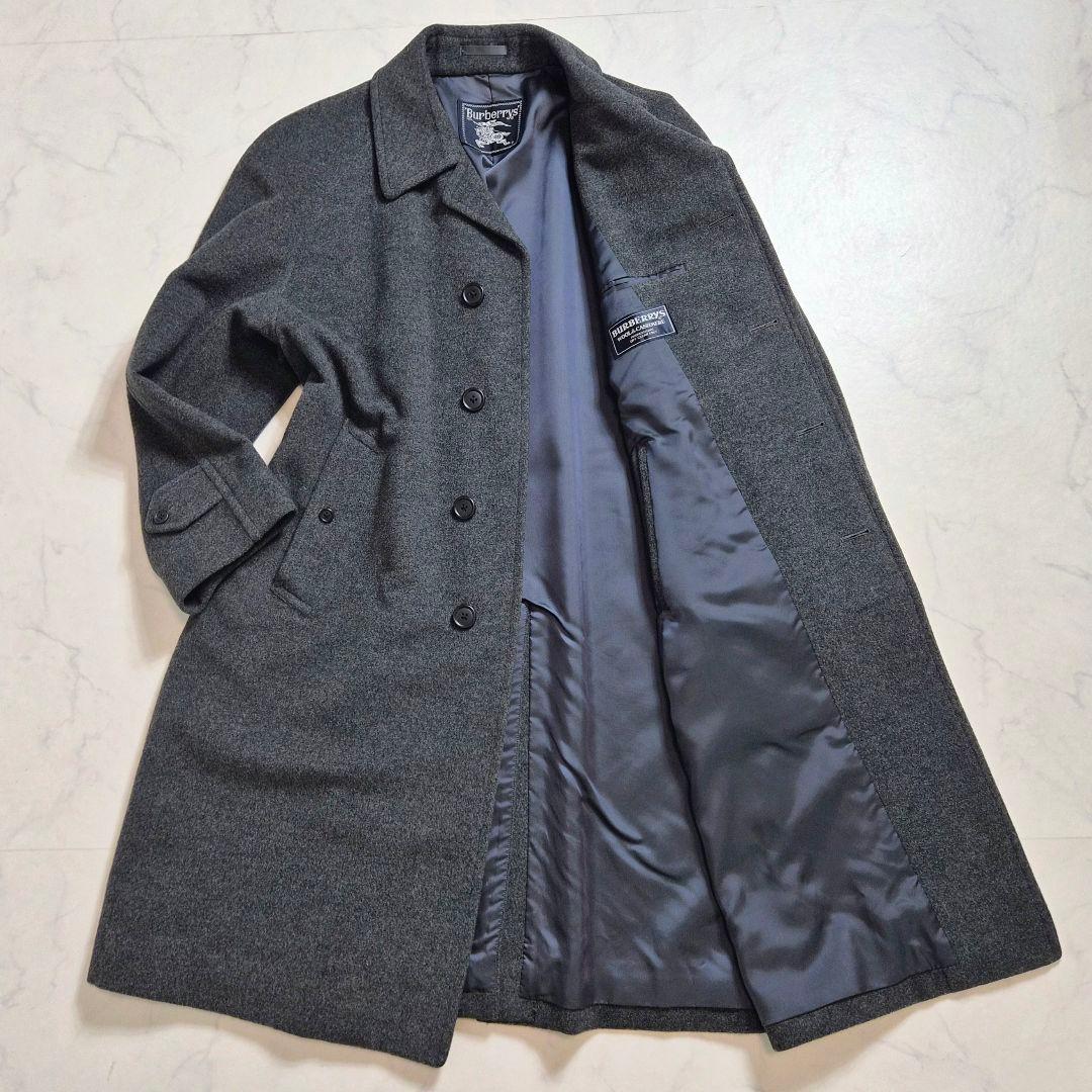 【美品】バーバリー ウール カシミヤ チェスターコート グレー