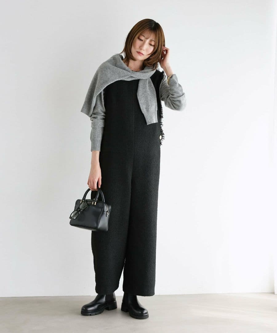 BABYLON　ツイードオールインワン　ブラック