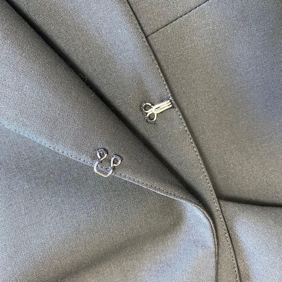 【大きいサイズ】ジェイプレス　ノーカラーパンツスーツセットアップ　黒　17号