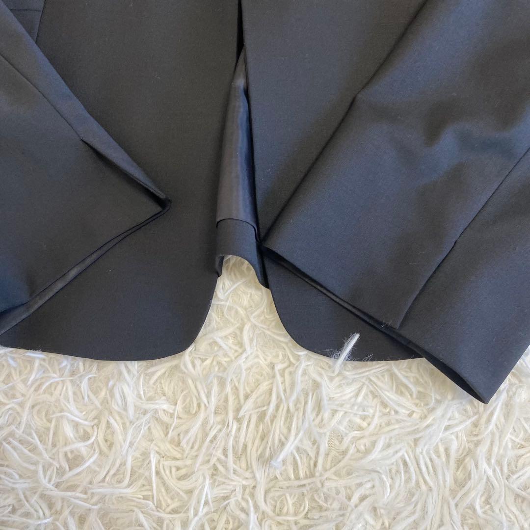 【大きいサイズ】ジェイプレス　ノーカラーパンツスーツセットアップ　黒　17号