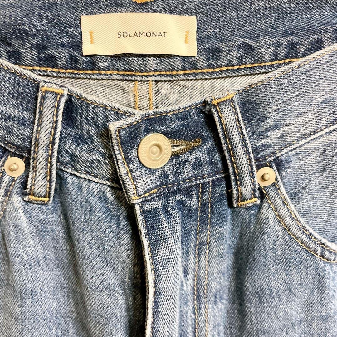 SOLAMONAT 5Pストレートデニムパンツ 2024 ハイウエストジーンズ