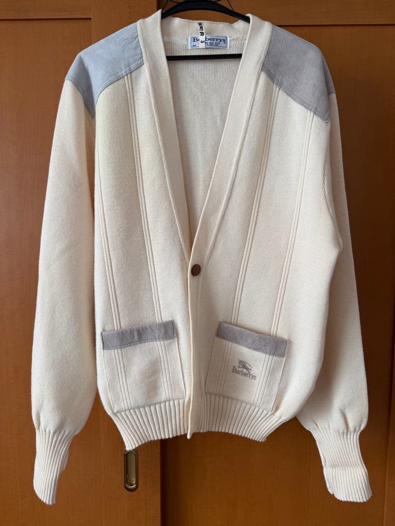 BURBERRY Mサイズ メンズカーディガン アイボリー ヴィンテージ