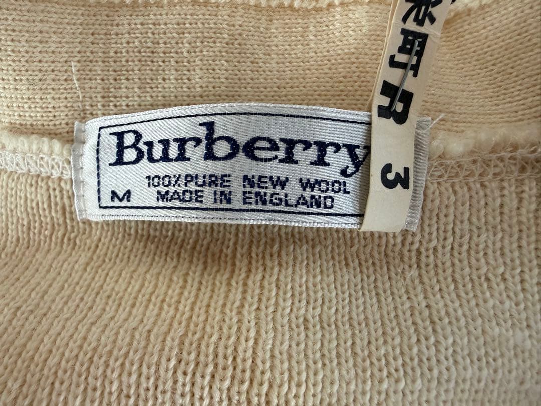 BURBERRY Mサイズ メンズカーディガン アイボリー ヴィンテージ