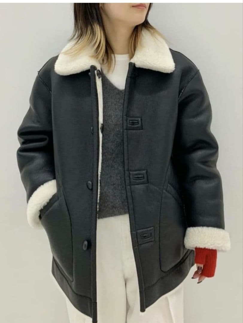 フェイクレザー リバーシブル ボア ブルゾン