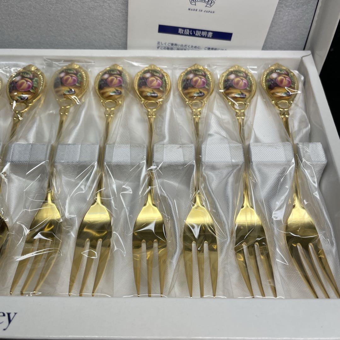 新品未開封袋入エインズレイ　オーチャードゴールド　カトラリー フォーク スプーン