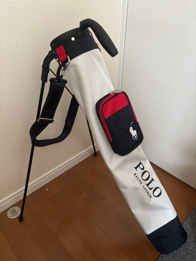 POLO ラルフローレン　キャディバッグ スタンド式　ホワイト/ネイビー/レッド