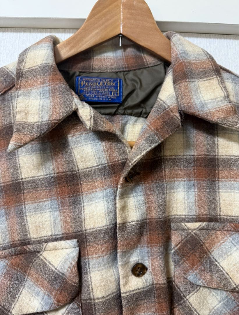 70s Pendleton ボードシャツ　ヴィンテージ　ウール　開襟　US古着