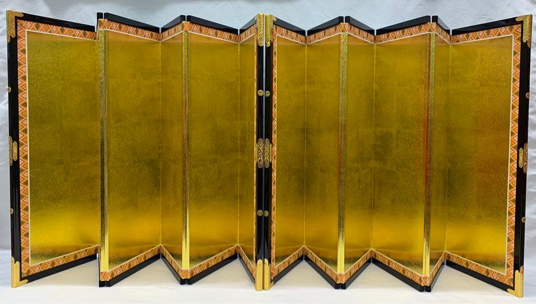 六曲一双屏風　20号　箔押　二重ヘリ付き　雛人形　ひな道具　雛道具　ひな祭り