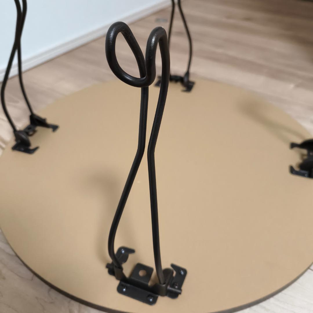 猫足 折りたたみラウンドテーブル ブラウン