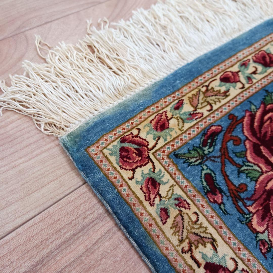 Y3321 ペルシャ絨毯 クム産 工房サイン有 シルク100％ 100万ノット