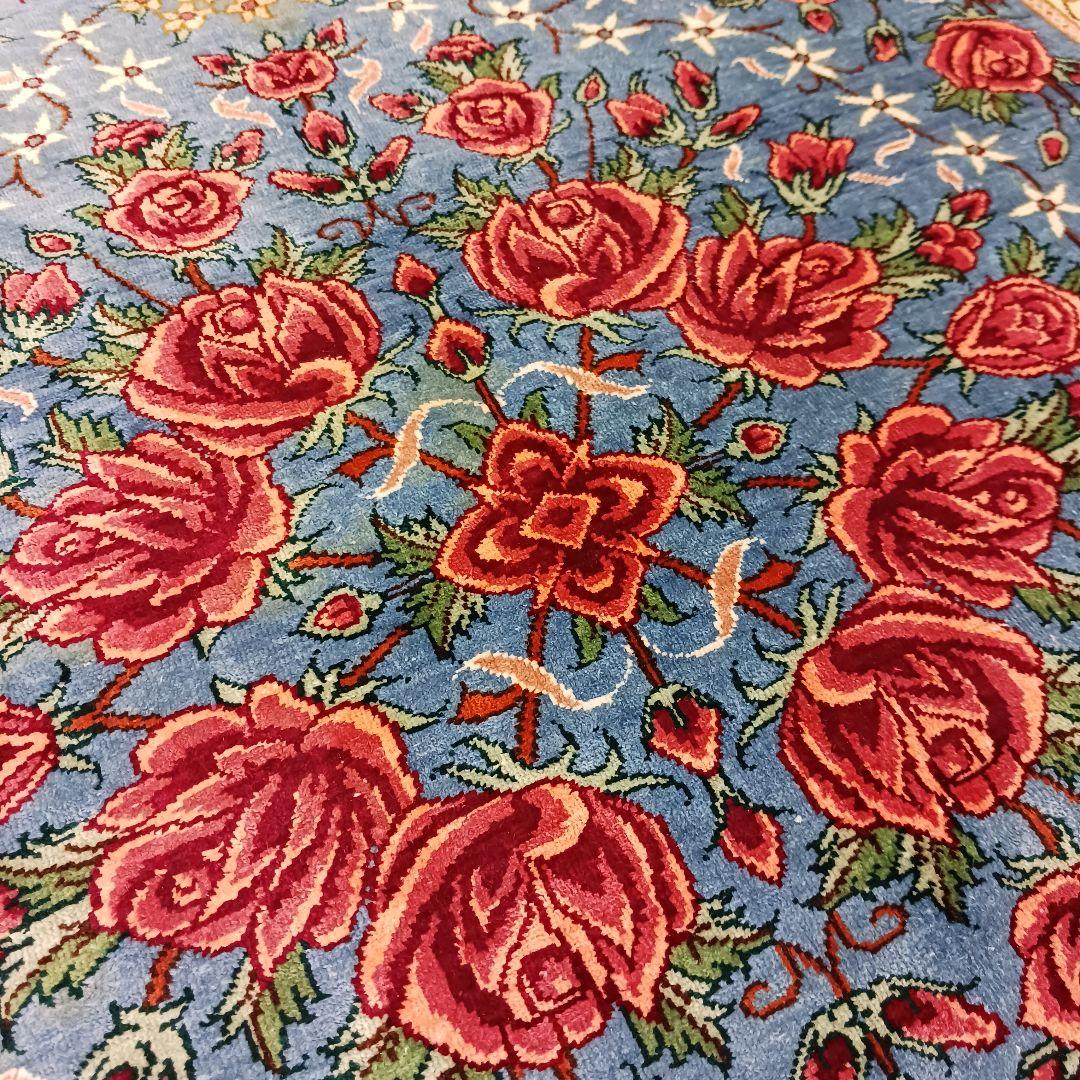 Y3321 ペルシャ絨毯 クム産 工房サイン有 シルク100％ 100万ノット