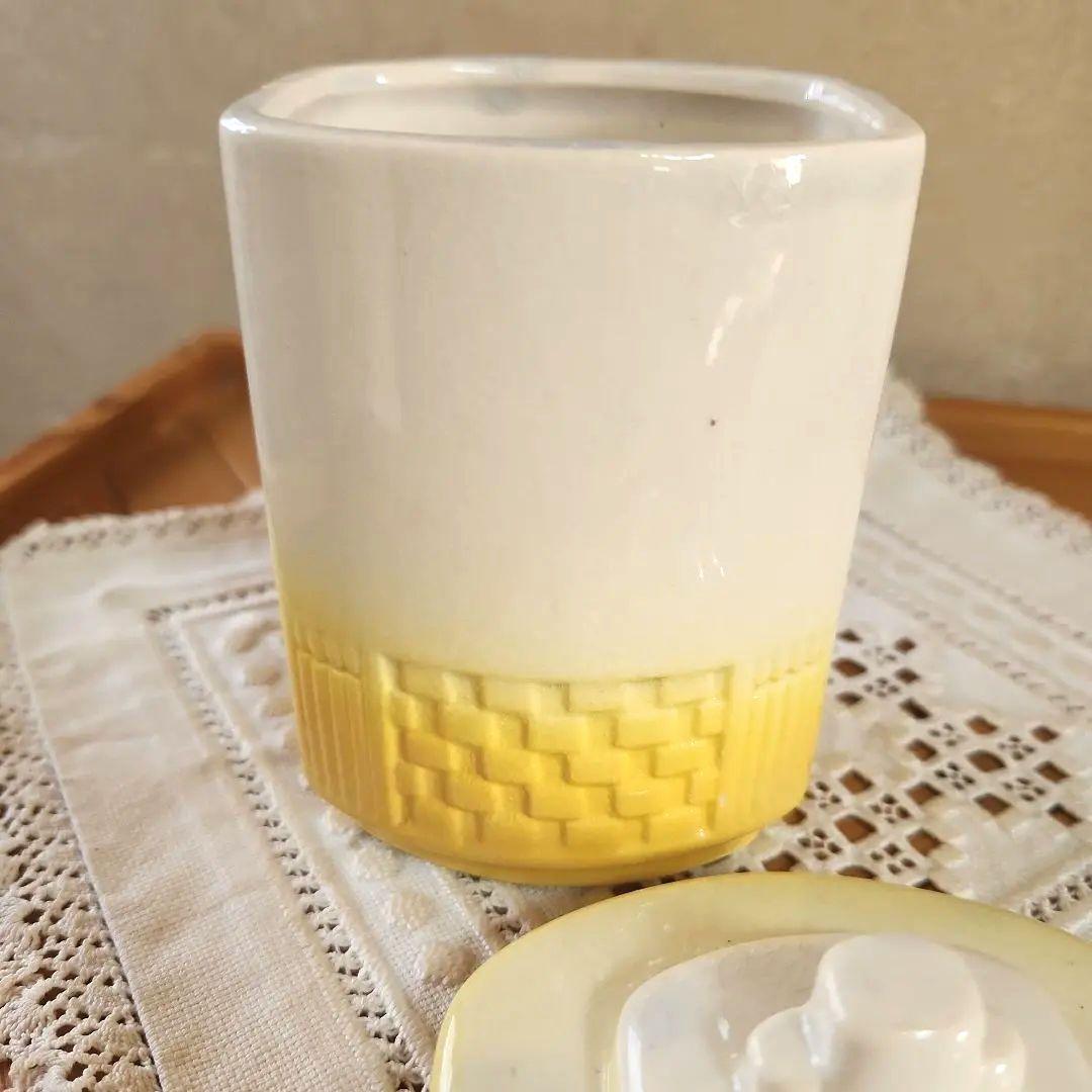 フランス　陶器キャニスター 　3個セット　 イエロー　お花柄