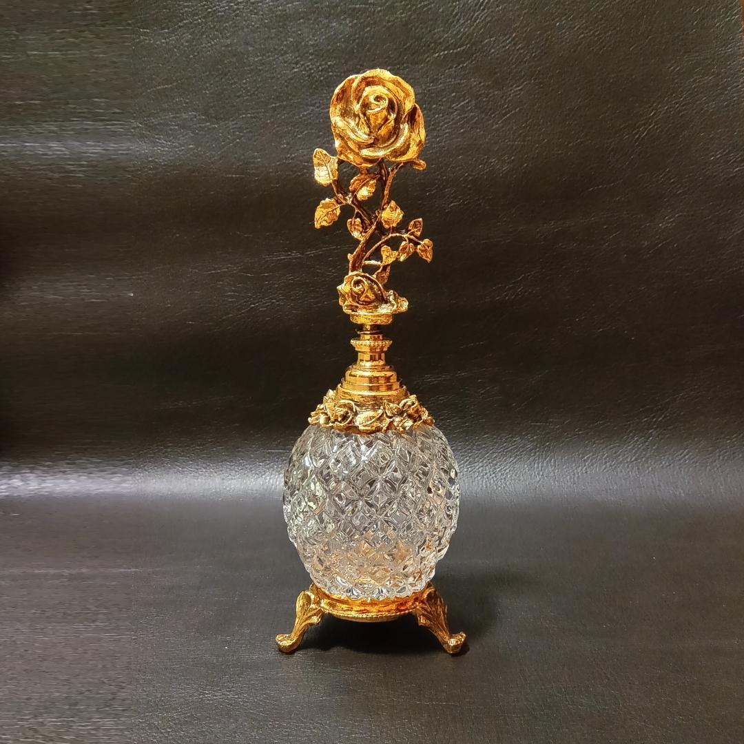 Stylebuilt ヴィンテージ ガラス ローズ柄 ボトル (#2601)