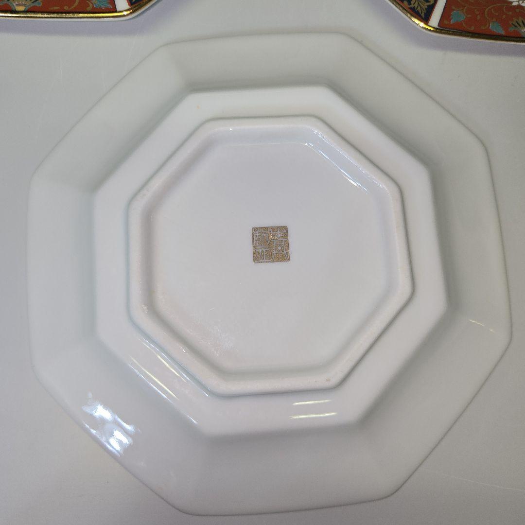 有田焼　青藍窯　古伊万里　金彩　花鳥 八角皿　銘々皿　5客セット