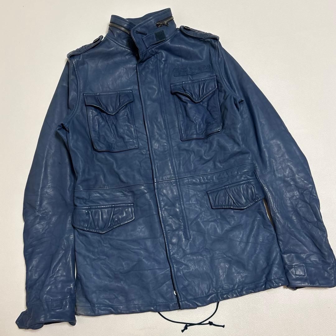 AZ by junhashimoto M-65レザージャケット ブルー